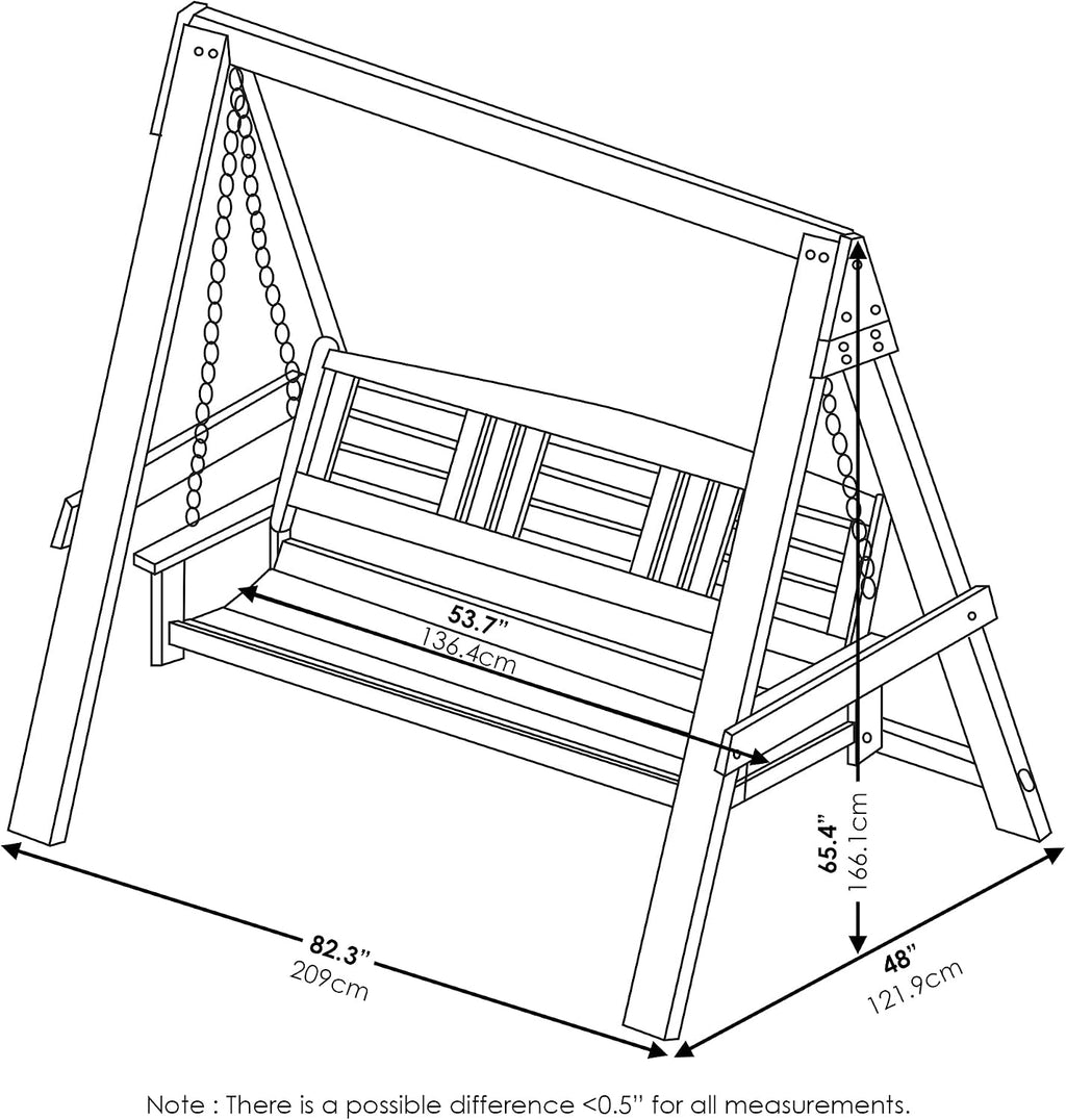 Hardwood A-Frame Porch Swing, 3-Seater, Natural