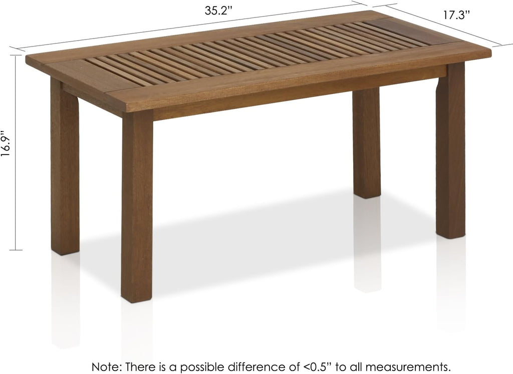 TIOMAN Outdoor Patio Table, 35.2" Wide, Natural