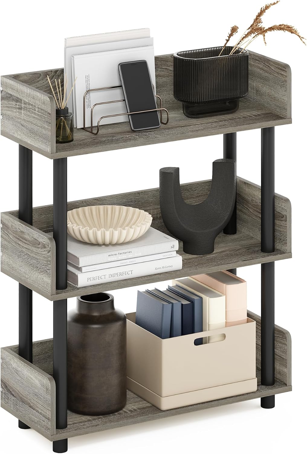 Turn-N-Tube Book Shelf, 3-Tier Bookshelf, Bookcases, French Oak