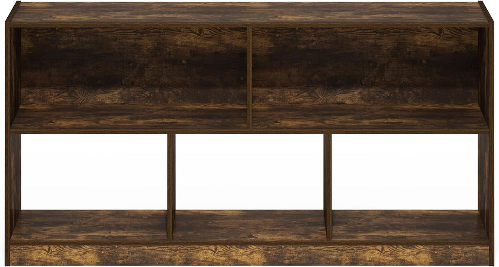 DALY Book Shelf, 5-Cube Bookshelf, Horizontal Cube Storage Organizer Bookcase, 10.9 x 47.2 x 23.6, for Living Room, Bedroom, Home Office, Amber Pine