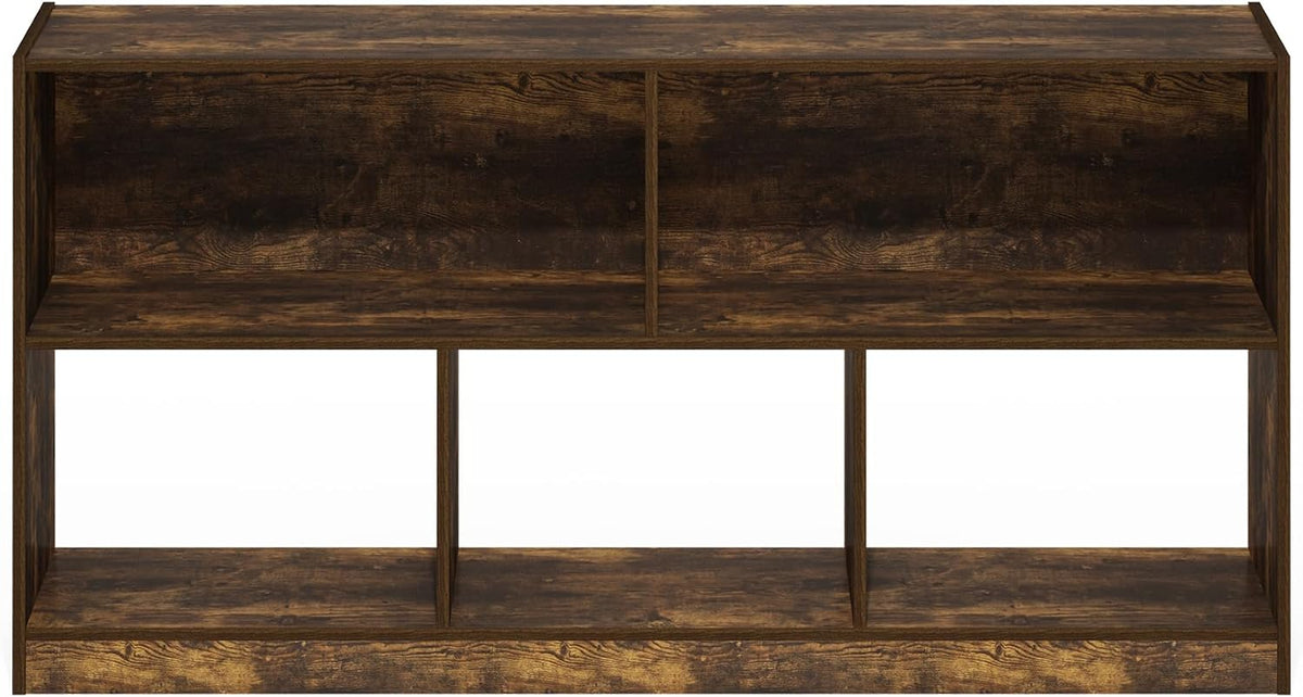 DALY Book Shelf, 5-Cube Bookshelf, Horizontal Cube Storage Organizer Bookcase, 10.9 x 47.2 x 23.6, for Living Room, Bedroom, Home Office, Amber Pine