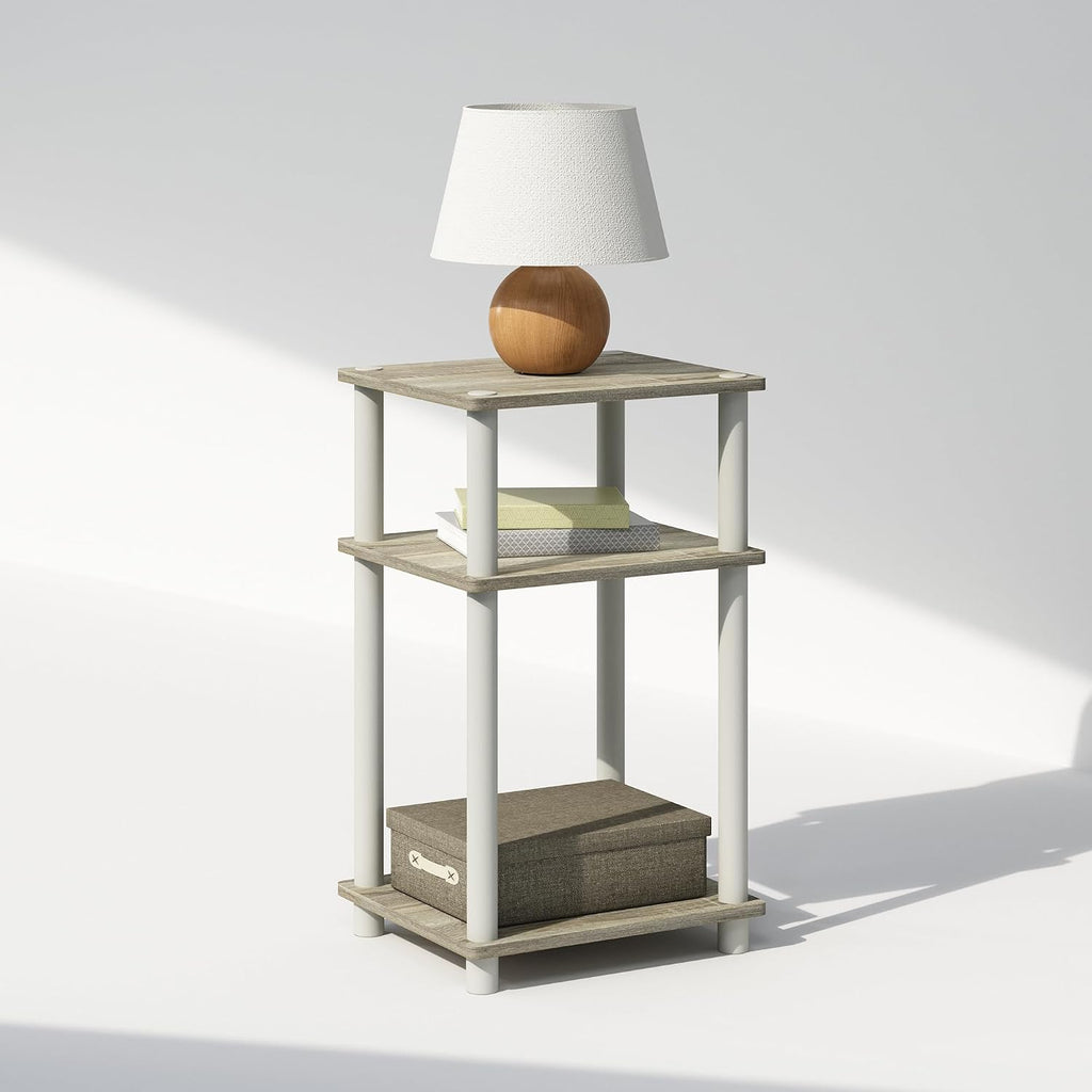 Turn-N-Tube 3-Tier Night Stand with Open Storage, Light Oak