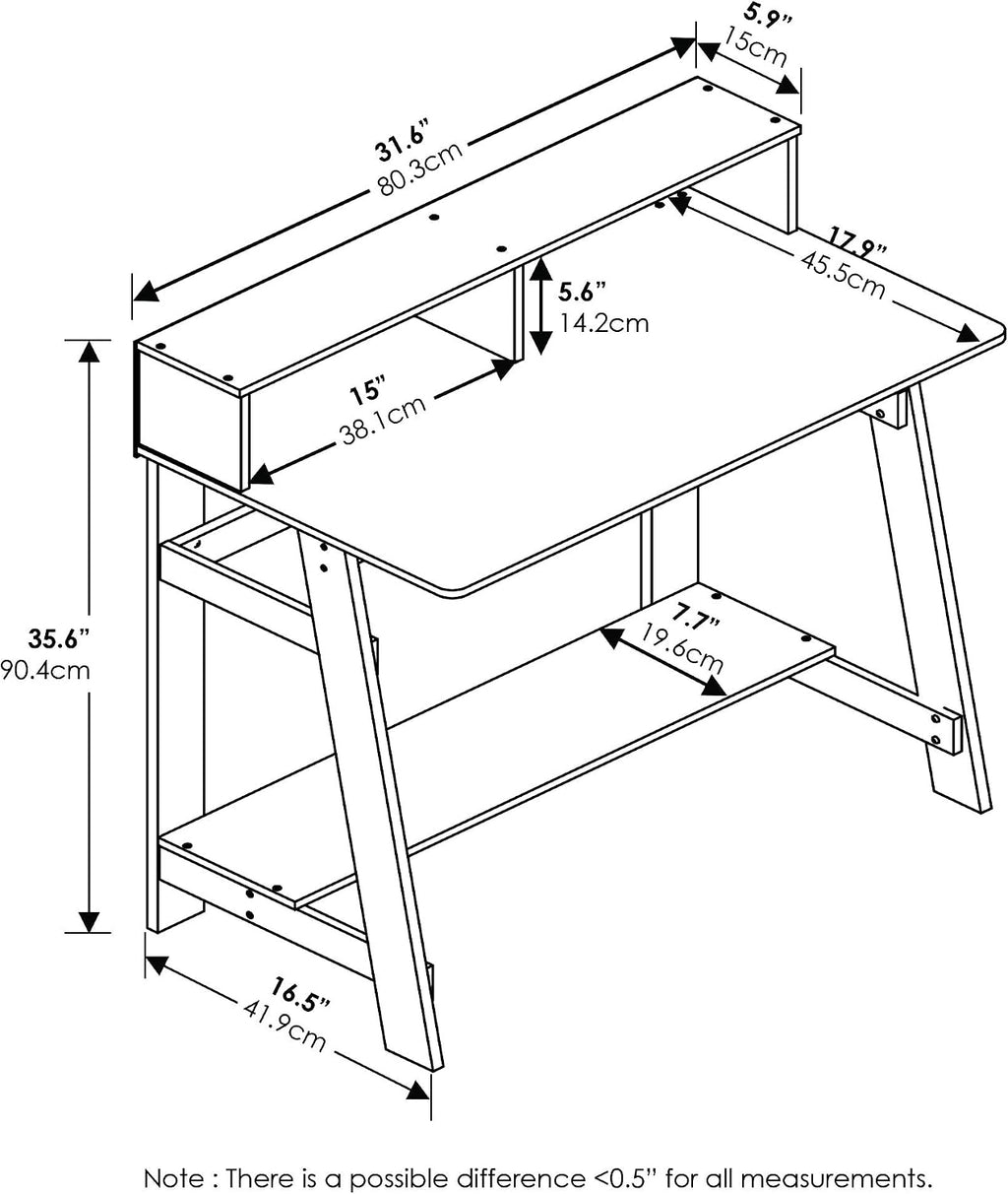 Simplistic A Frame Computer Desk, Black/French Oak Grey