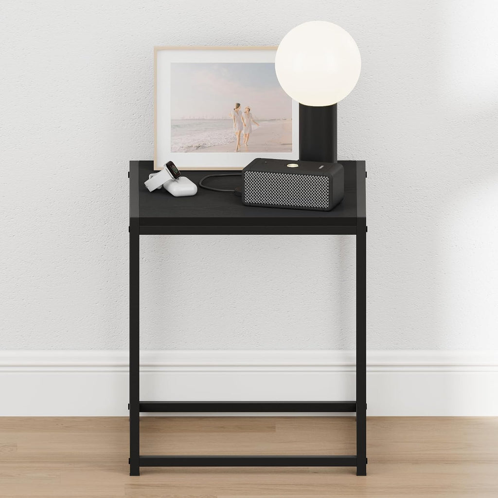 CAMNUS Night Stand, Metal Frame Nightstand, Toolless Side Table, End Table, Bedside Table, for Living Room, Bedroom, Americano