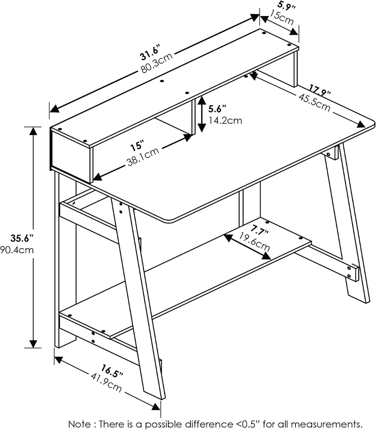 Simplistic a Frame Computer Desk, Espresso