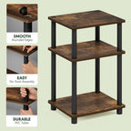 JUST Set of 2 Toolless Assembly 3-Tier Side Table, Amber Oak