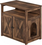 PELI Farmhouse Style Cat Litter Box Enclosure, Rustic Brown
