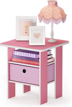 Andrey 3-Tier Square Side Table with Storage Bin, Pink