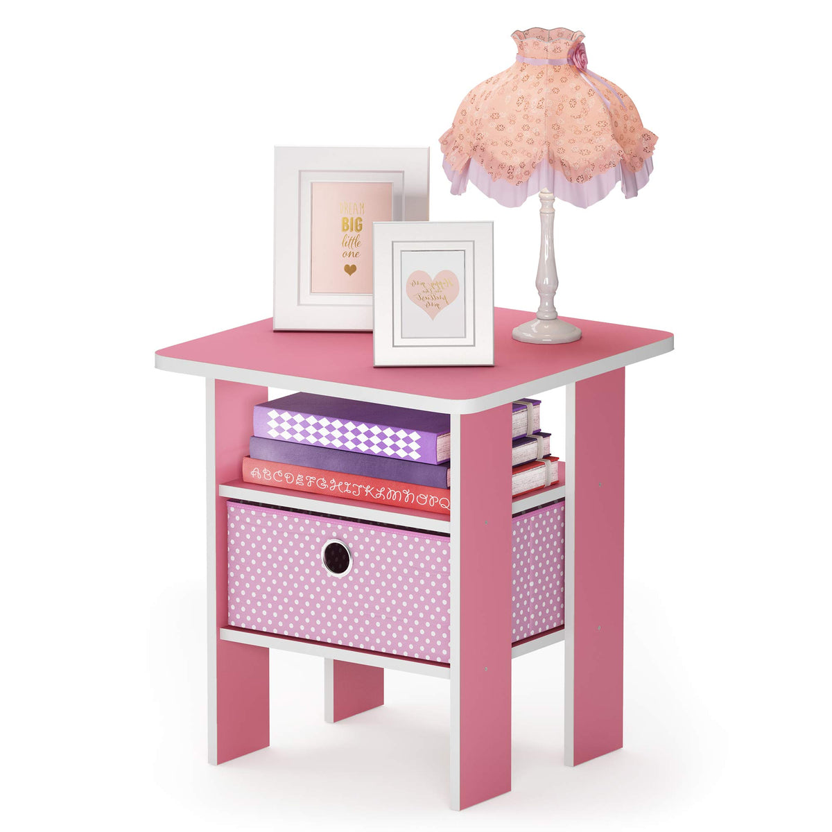 ANDREY Set of 2 Square 2-Tier Side Table, End Table, French Oak