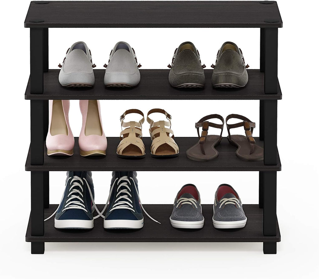 Turn-S-Tube Toolless 4-Tier Shoe Rack, Shoe Organizer, Espresso