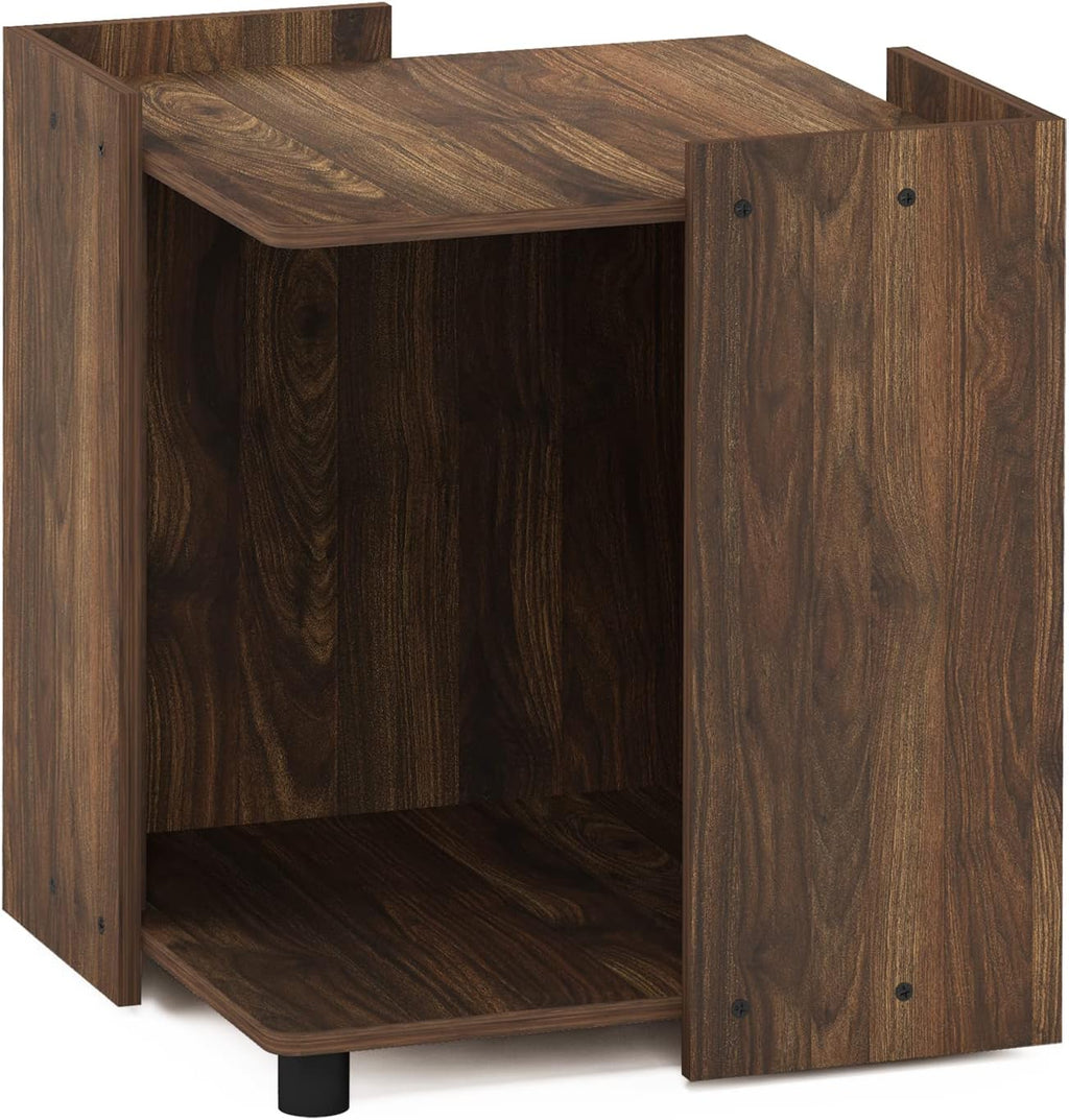 PELI Cat Litter Box Enclosure, 17" Square Hidden Litter Box Furniture with Open Storage, Wooden Pet House, Easy Assembly, for Living Room, Columbia Walnut