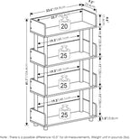 Turn-N-Tube 4-Tier Oak Storage Shelves with Side Panels, Book Shelf, Display Shelf, for Organization and Storage, Living Room, Home Office, Brown Oak