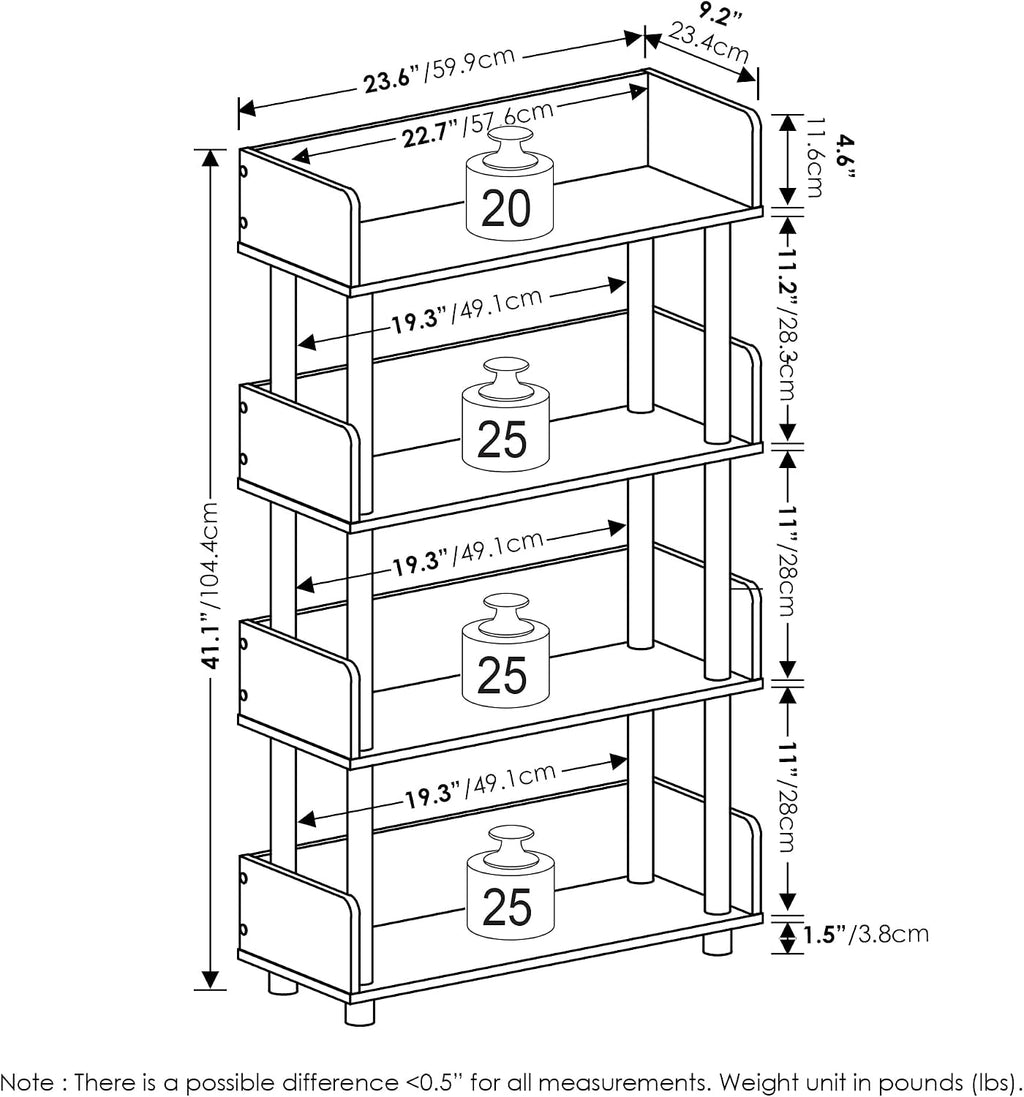 Turn-N-Tube Book Shelf, 4-Tier Bookshelf, Bookcases, Espresso
