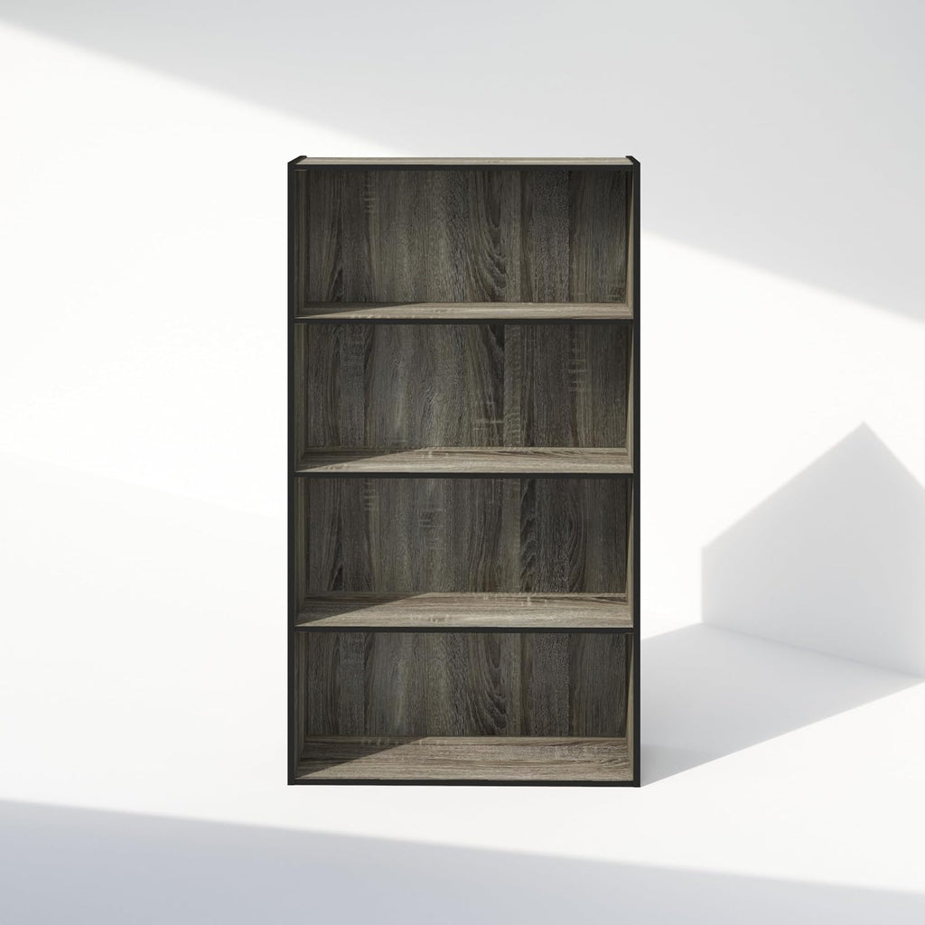 Simple Book Shelf, 4-Tier Bookshelf, Bookcase with Open Shelf, 9.4 x 23.6 x 41.7, for Living Room, Bedroom, Home Office, French Oak