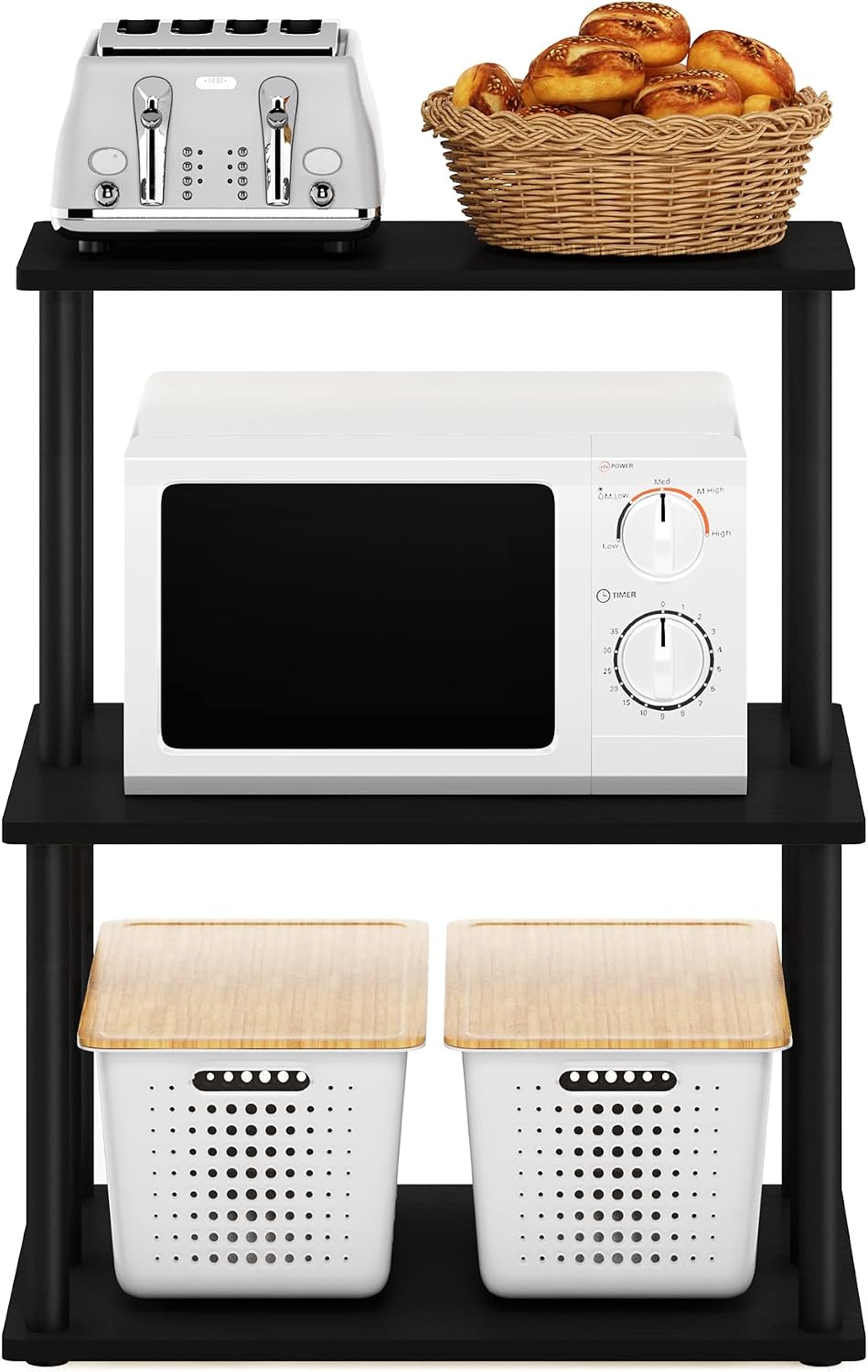 Turn-N-Tube 3-Tier Toolless Kitchen Storage Shelf, Americano/Black