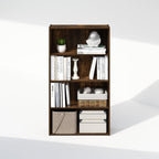 Simple Book Shelf, 4-Tier Bookshelf, Bookcase with Open Shelf, 9.4 x 23.6 x 41.7, for Living Room, Bedroom, Home Office, Amber Pine