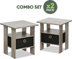 Andrey 2-Tier Side Table Set of 2, Open Shelf, Grey Oak