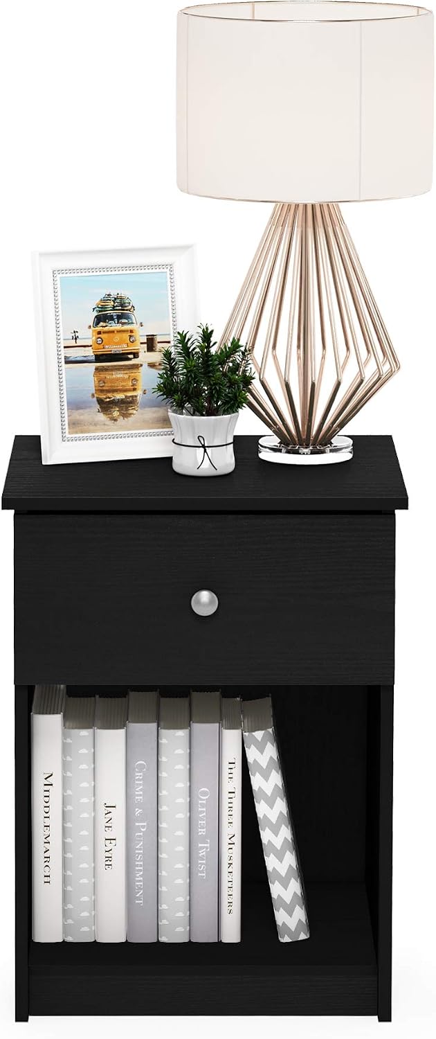 TIDUR Night Stand, Nightstand with Drawer, Dark Americano