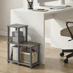 TURN-N-TUBE Storage Shelves, 2-Tier Ladder Shape Book Shelf with Open Frame Design, 3-Cube Corner Shelf, Toolless Open Shelves, Living Room, Garage, Home Office, Grey