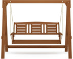 TIOMAN Hardwood A-Frame Porch Swing, 3-Seater, Natural