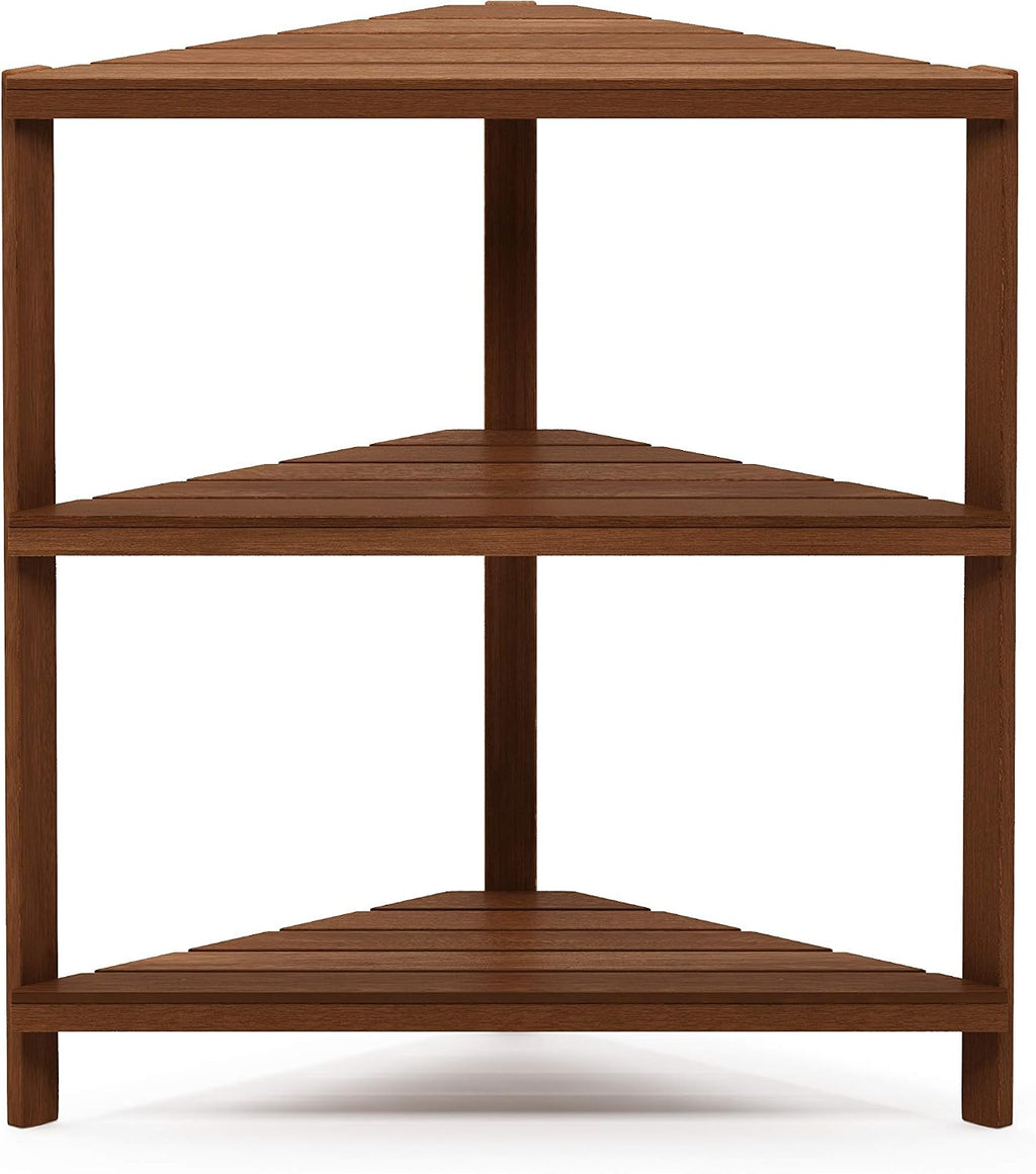 Outdoor 3-Tier Corner Plant Stand, Natural
