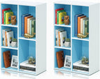 LUDER Set of 2 Book Shelf, 5-Cube, White/Light Blue