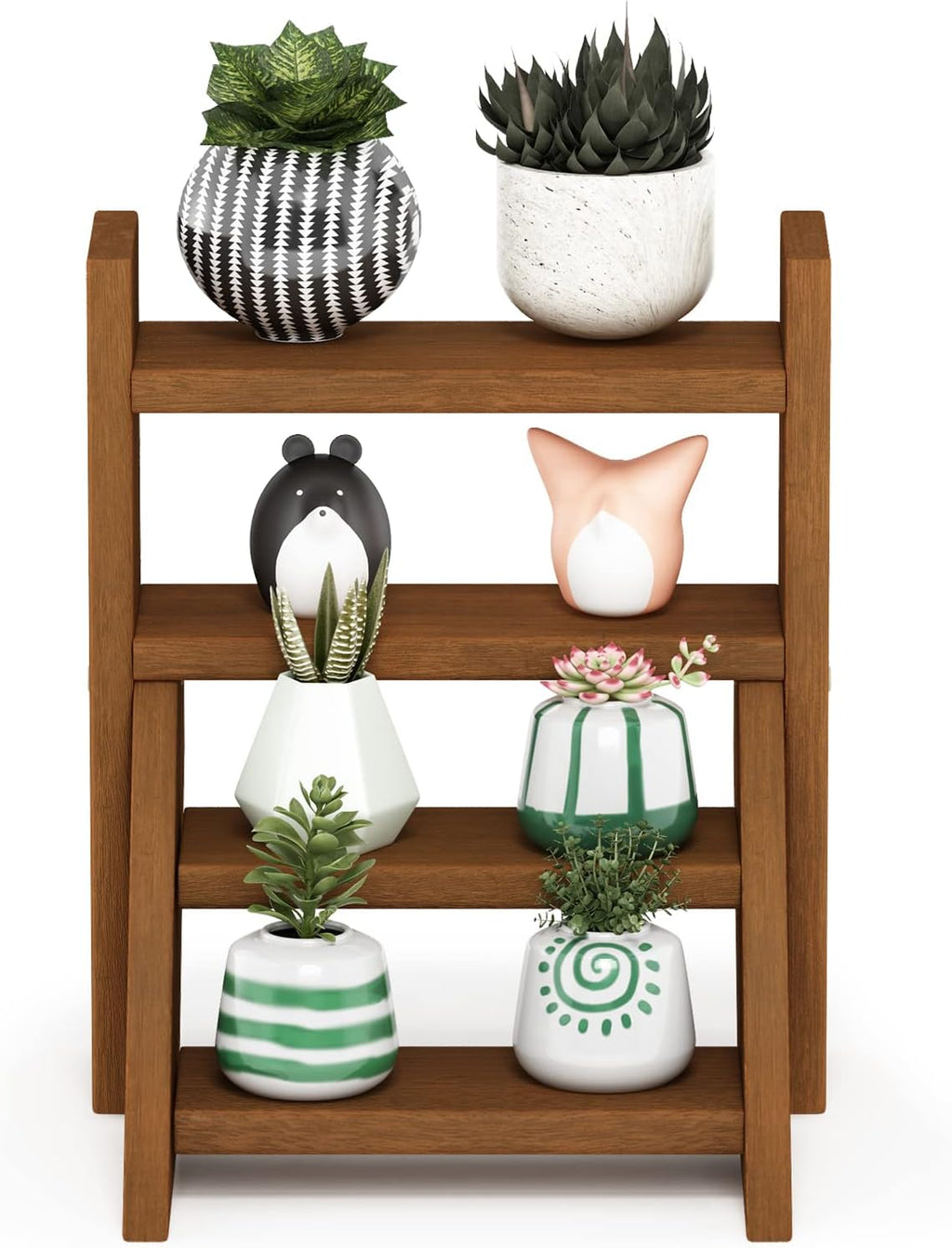 Outdoor 4-Tier Ladder Plant Stand, Meranti Wood