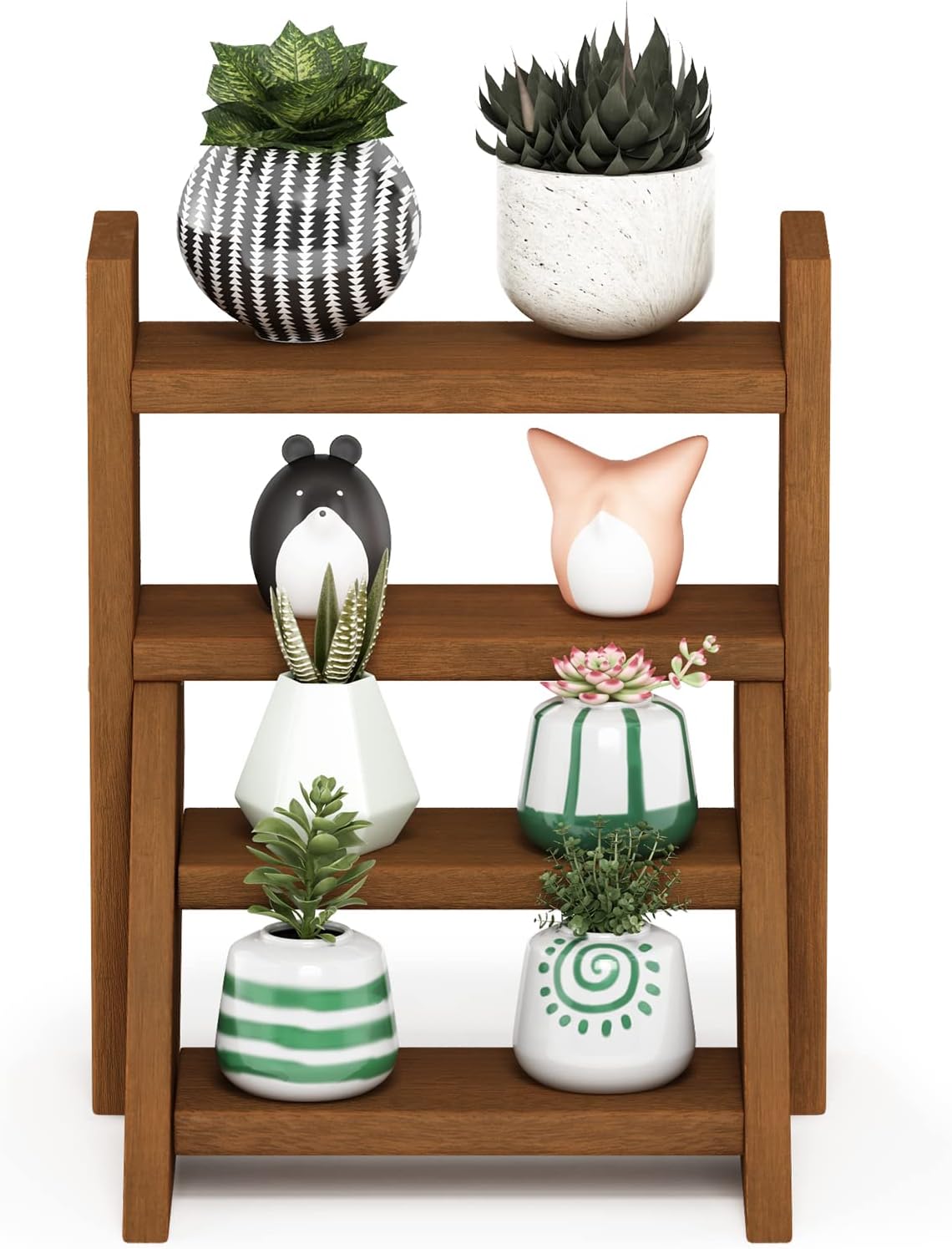 Outdoor 4-Tier Ladder Plant Stand, Meranti Wood