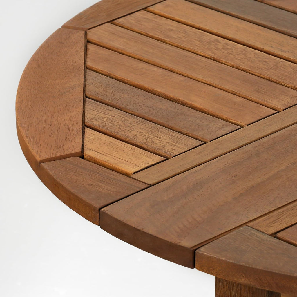 TIOMAN Outdoor Gateleg Round Patio Table, Natural