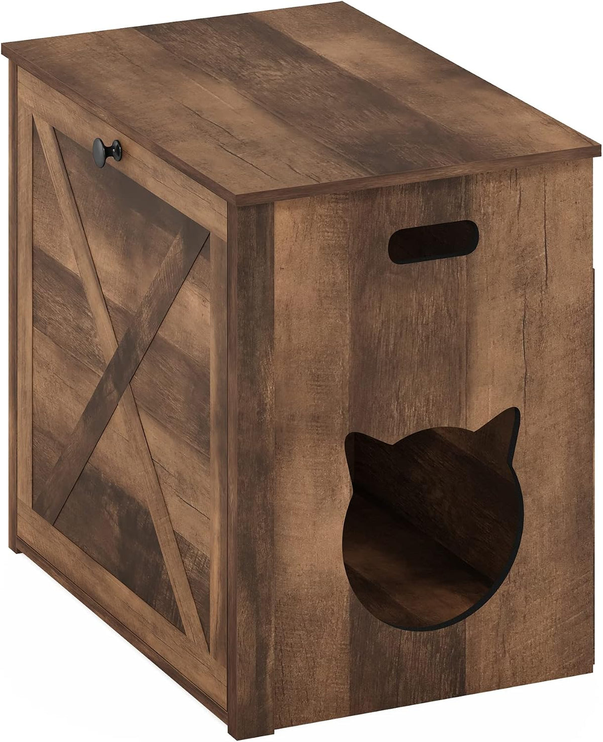 Peli Small Cat Litter Box Enclosure with Single Door, Rustic Brown