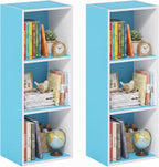 LUDER Set of 2 Book Shelf, 3-Cube, White/Light Blue