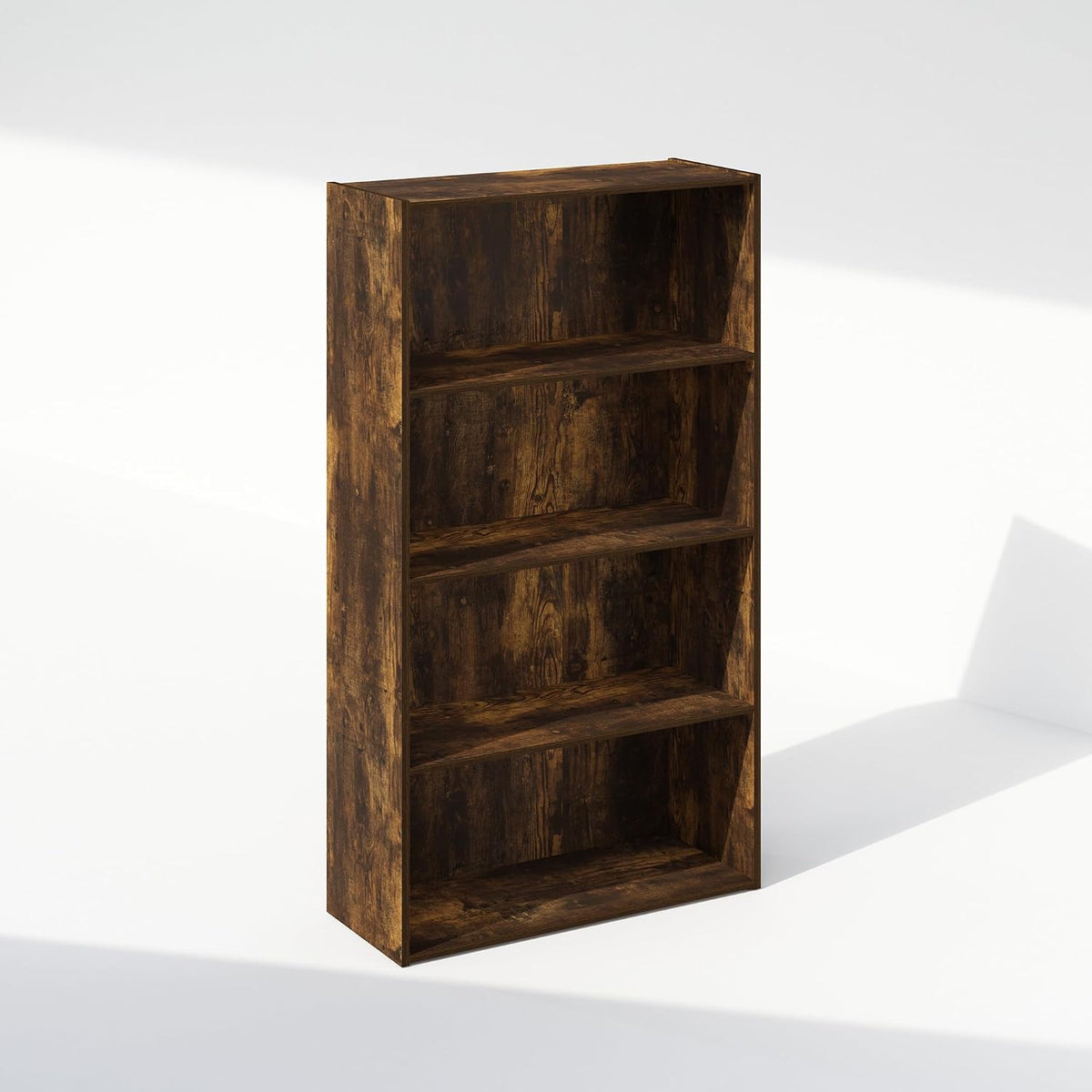 Simple Book Shelf, 4-Tier Bookshelf, Bookcase with Open Shelf, 9.4 x 23.6 x 41.7, for Living Room, Bedroom, Home Office, Amber Pine