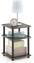 Turn-N-Tube Toolless Assembly Side Table, White 3-Tier End Table, Night Stand, Bedside Table for Living Room, Bedroom, Home Office, Plain White/White