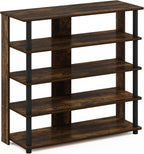 Turn-N-Tube 5 Tier Wide Shoe Rack, Espresso/Black 32 Inch