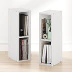 Fulda Book Shelf Set of 2, 2-Tier Narrow Bookshelf, 6" W, White