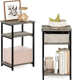 JUST 3-Tier Metal Frame Telephone Table, Set of 2, French Oak