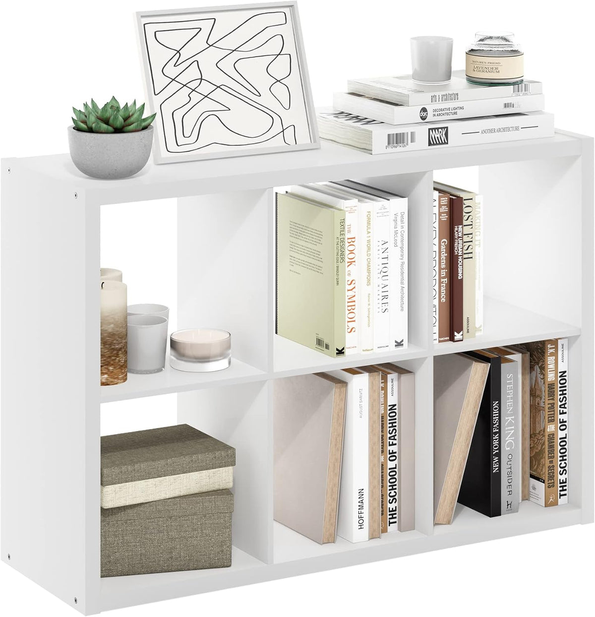 CUBICLE 6-Cube Book Shelf, Extra Thick Frame Bookshelf, White
