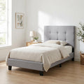 Laval Button Tufted Upholstered Platform Bed Frame, Queen, Linen
