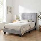Laval Button Tufted Upholstered Platform Bed Frame, Queen, Linen