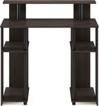 Jaya 35.3 Inch Computer Desk with Raised Hutch, White Wood