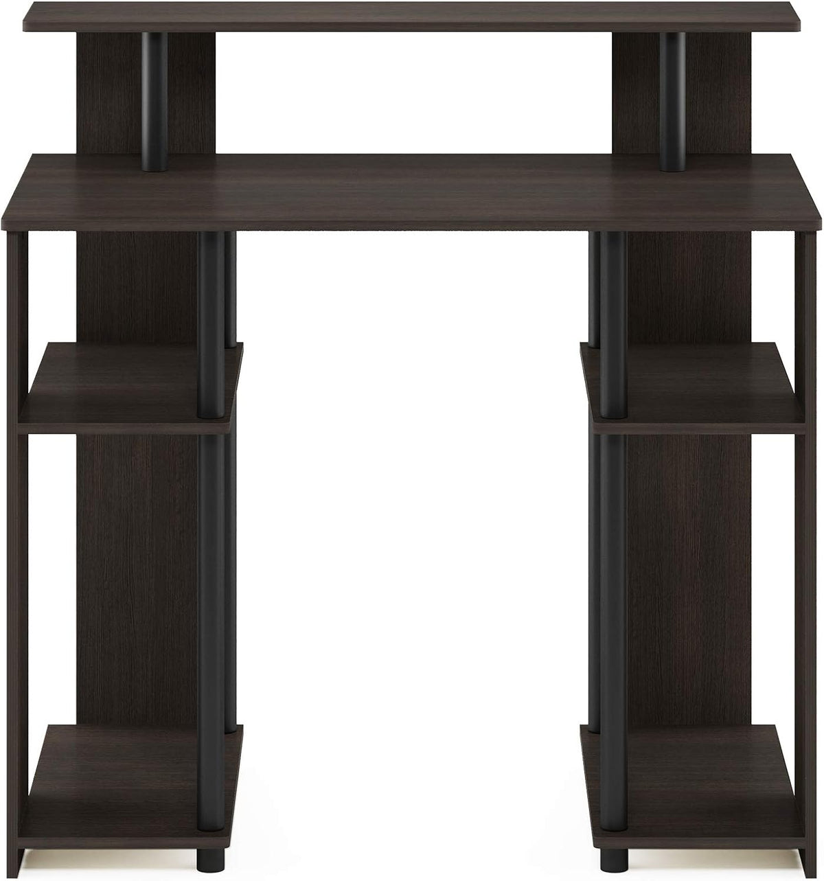 Jaya 35.3 Inch Computer Desk with Raised Hutch, White Wood
