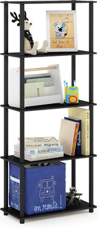 TURN-N-TUBE Storage Shelves, 5-Tier Book Shelf, Corner Shelf, Toolless Open Shelves, for Organization and Storage, Living Room, Garage, Home Office, Americano