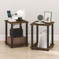 Simplistic Set of 2 Toolless 2-Tier Night Stand, Espresso