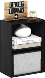 LUDER 2-Tier Book Shelf, Open Shelves Bookshelf, Blackwood