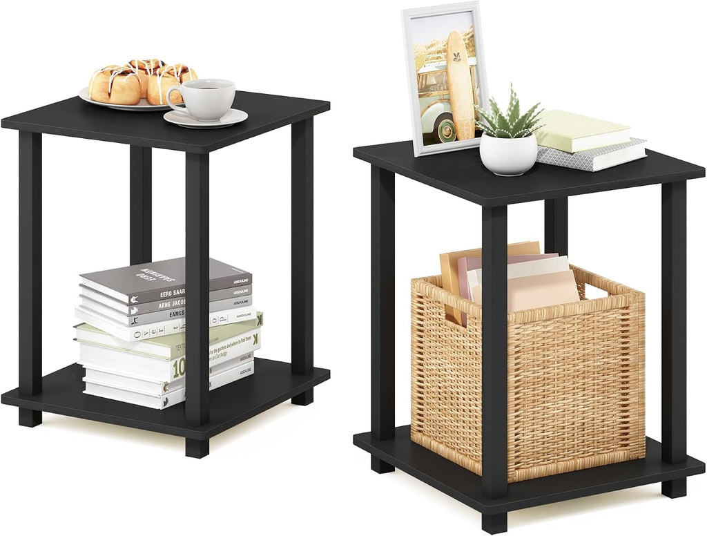 Simplistic Set of 2 Toolless Living Room Table Set, Americano