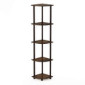 Wire Book Shelf, 5-Tier Industrial Style Metal Frame Bookcase, Display Shelf, 24 Wide, Walnut Cove