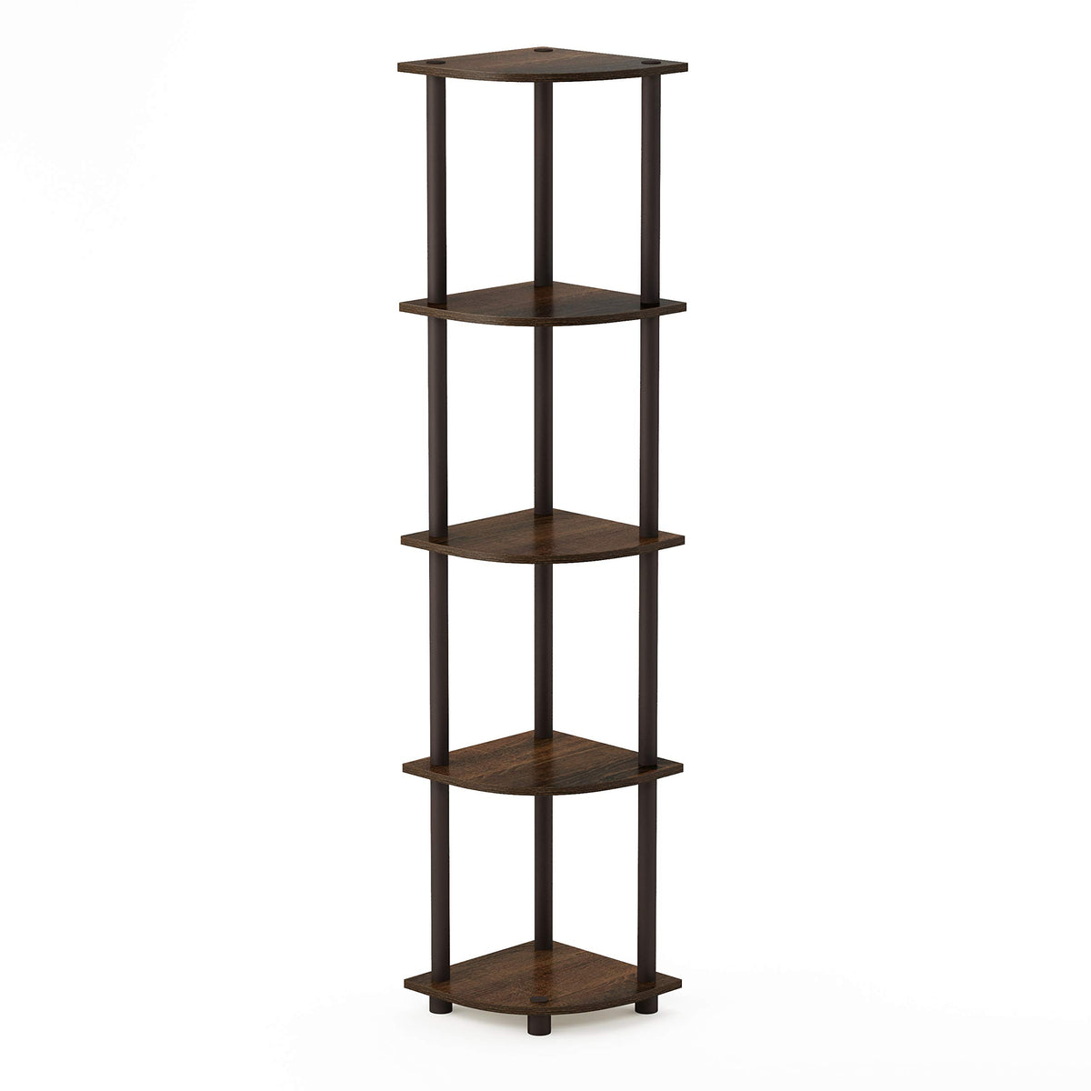 Wire Book Shelf, 5-Tier Industrial Style Metal Frame Bookcase, Display Shelf, 24 Wide, Walnut Cove