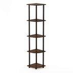 Wire Book Shelf, 5-Tier Industrial Style Metal Frame Bookcase, Display Shelf, 24 Wide, Walnut Cove