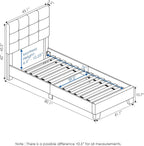 Laval Button Tufted Upholstered Platform Bed Frame, Twin, Glacier