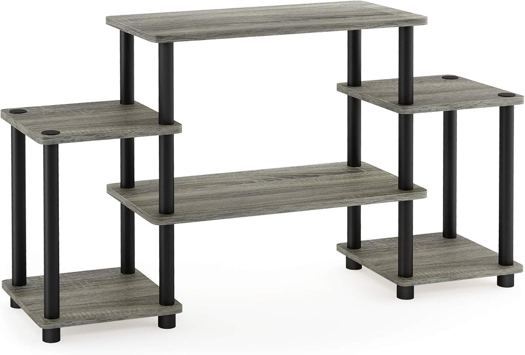 Turn-N-Tube No Tools Entertainment Center, Round Square Corner, French Oak Grey/Black
